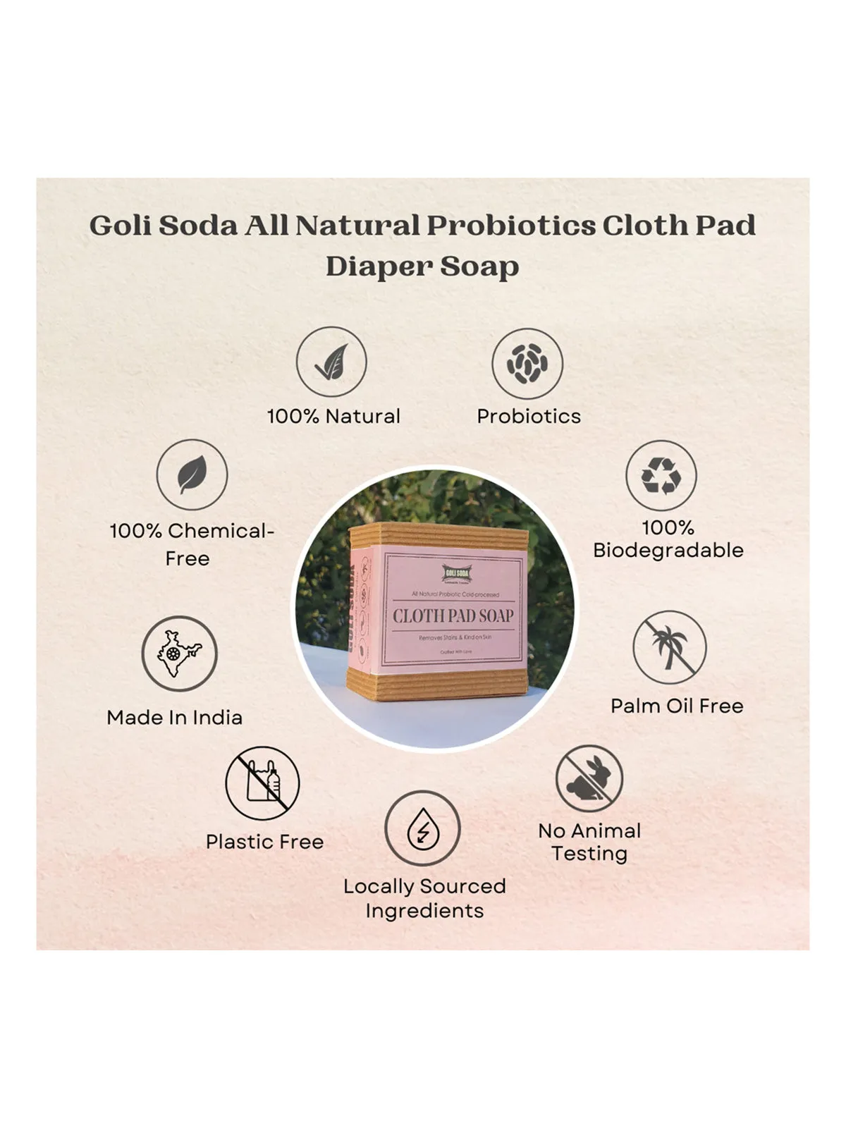 Goli Soda All Natural Probiotics Cloth Pad and Diaper Soap Pack Of Three