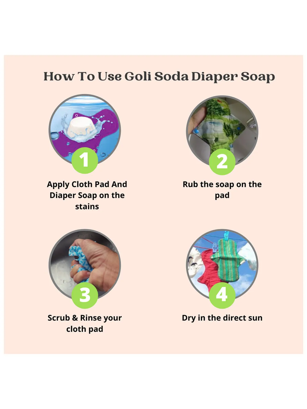 Goli Soda All Natural Probiotics Cloth Pad and Diaper Soap Pack Of Three