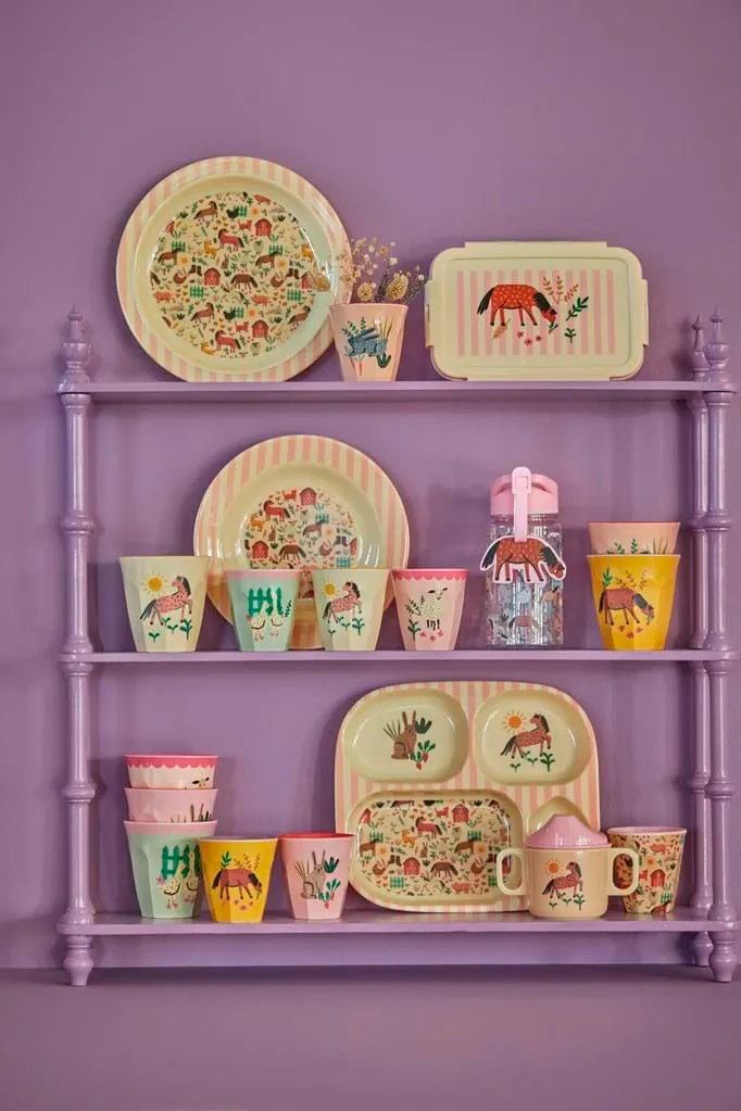 Melamine Kids Cups in Pink Farm Prints - Medium - 6 pcs. in Gift Box