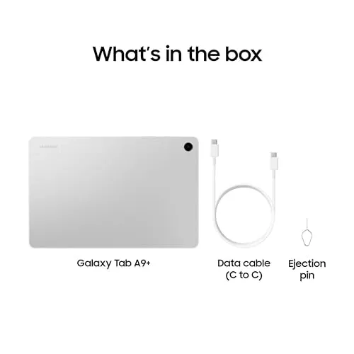 Samsung Galaxy Tab A9  Plus 11 128GB Android Tablet, Big Screen, Quad Speakers, Upgraded Chipset, Multi Window Display, Slim, Light, Durable, Kids Friendly Design, US Version, 2024, Silver