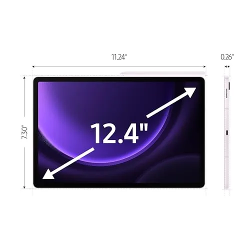 SAMSUNG Galaxy Tab S9 FE  Plus 12.4 128GB Android Tablet, Long Battery Life, Powerful Processor, S Pen, 8MP Camera, Lightweight Durable Design, Expandable Storage, US Version, 2023, Lavender